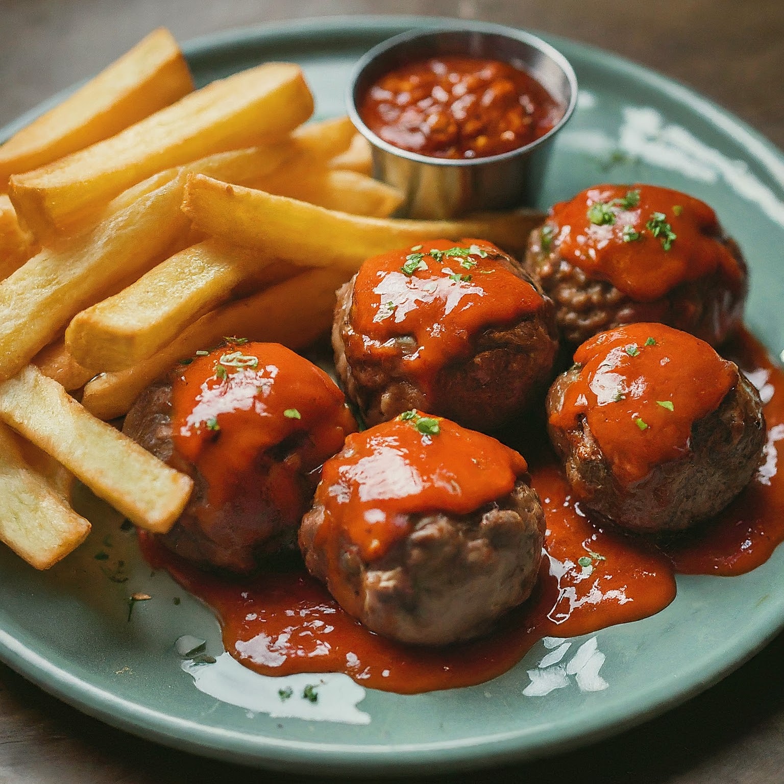 Meatballs with Heinz chili sauce