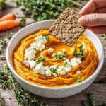 This homemade sweet potato hummus is the perfect healthy snack, packed with fiber, protein, and veggies! If you like a bit of heat, feel free to add more sriracha. Enjoy it with your favorite veggies, as a spread on sandwiches, or any way you like! For more healthy appetizer ideas, we love serving this sweet potato hummus alongside delicious guacamole, our yummy vegan queso, and golden roasted cauliflower.