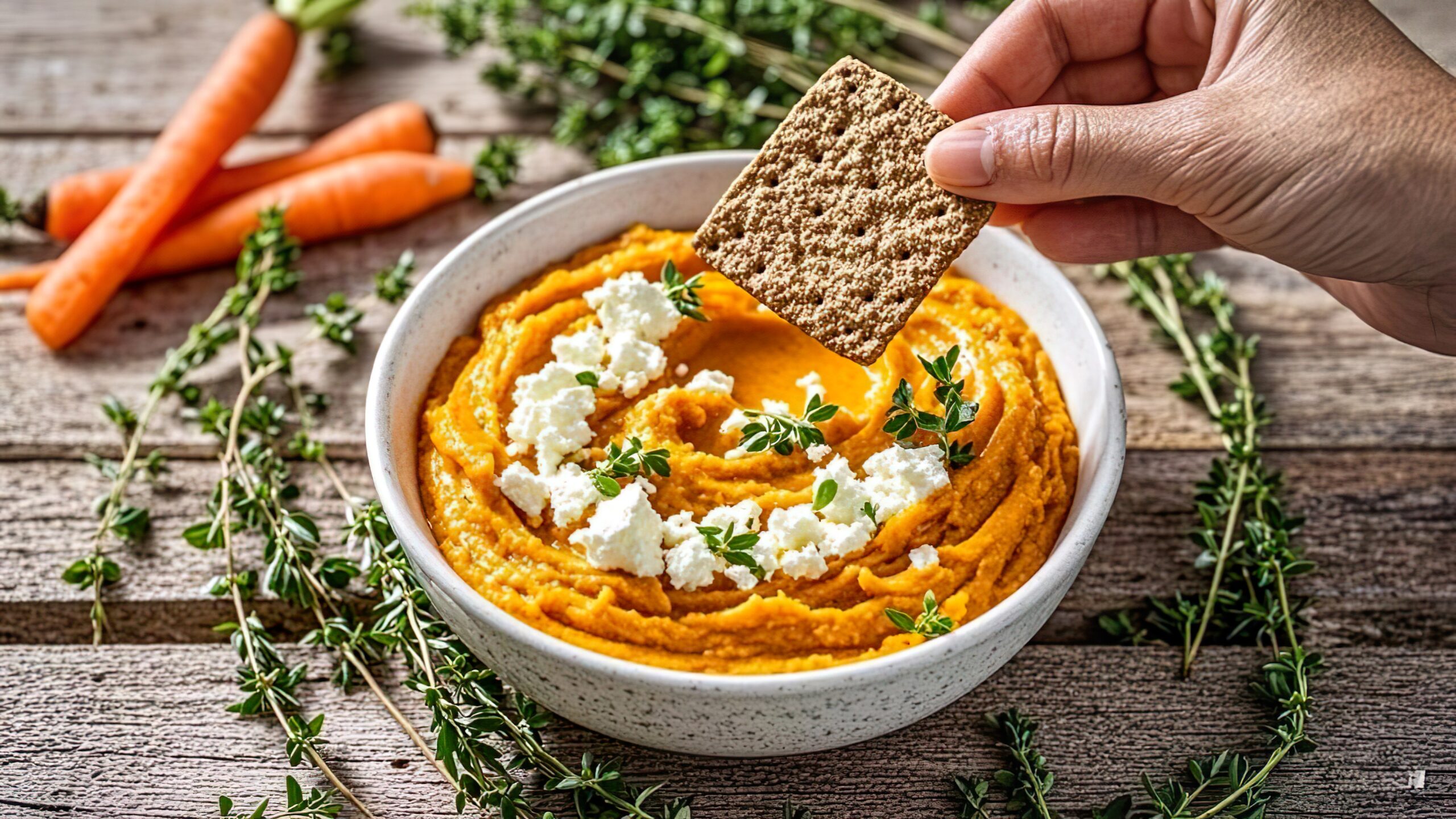 This homemade sweet potato hummus is the perfect healthy snack, packed with fiber, protein, and veggies! If you like a bit of heat, feel free to add more sriracha. Enjoy it with your favorite veggies, as a spread on sandwiches, or any way you like! For more healthy appetizer ideas, we love serving this sweet potato hummus alongside delicious guacamole, our yummy vegan queso, and golden roasted cauliflower.