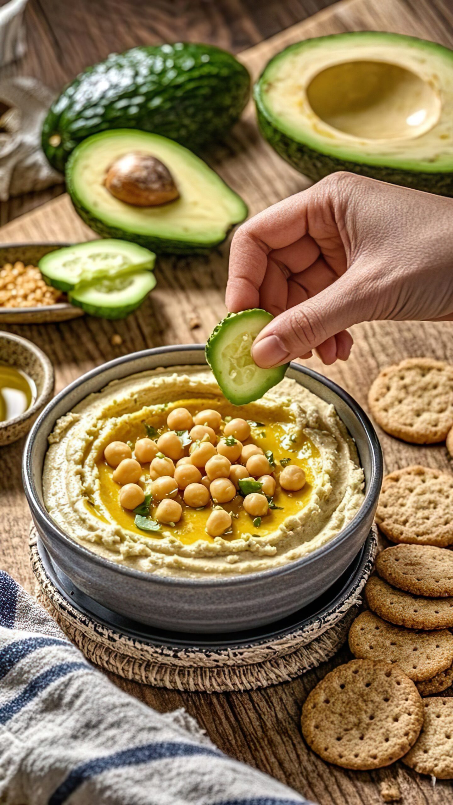 Next time you're whipping up a batch of hummus, consider giving it a delicious twist by adding avocado! This creamy avocado hummus is packed with healthy fats, protein, and makes for the perfect appetizer.