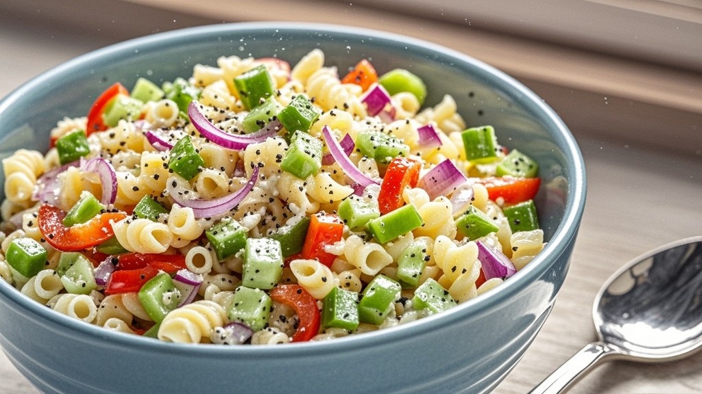 This macaroni salad recipe is a classic, tasty, and incredibly easy dish made with staple ingredients like celery, red pepper, and onion, all dressed in a simple creamy mayo-based dressing that is sure to be a hit at any cookout or potluck. Check out the easy video that shows step-by-step how to make this delightful dish!