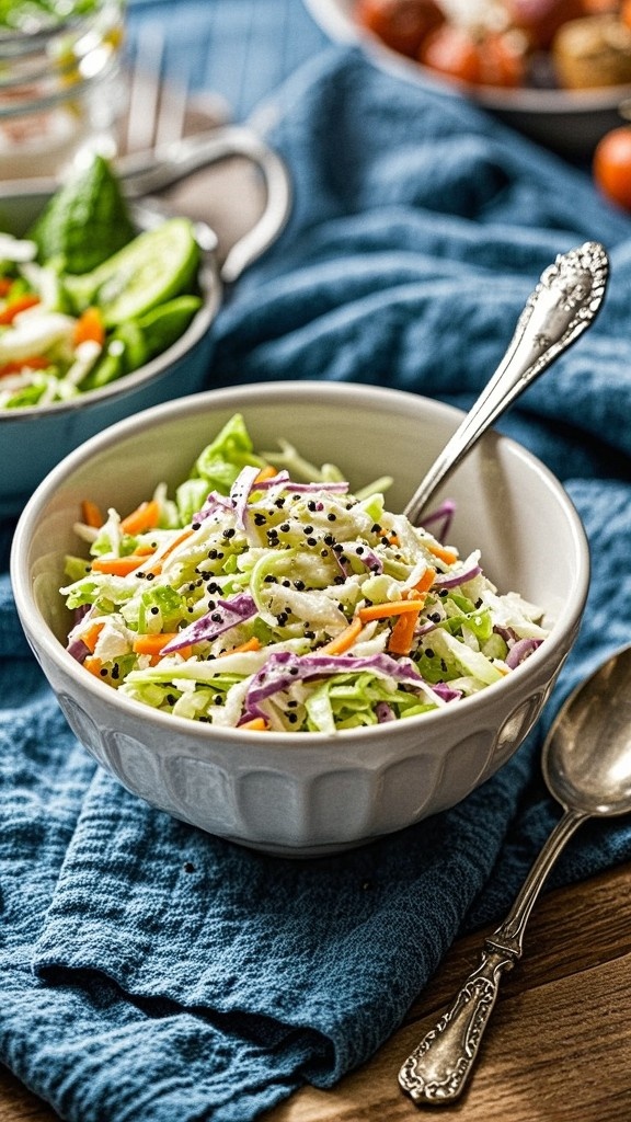 This quick and easy coleslaw is made with freshly shredded cabbage and carrots, all tossed in a creamy homemade dressing, making it the perfect addition for picnics and barbecues. With Memorial Day approaching, the season of summer picnics and backyard barbecues is about to kick off, and I have a variety of refreshing side dishes ready for cookouts, but I realized I was missing a classic favorite—coleslaw!